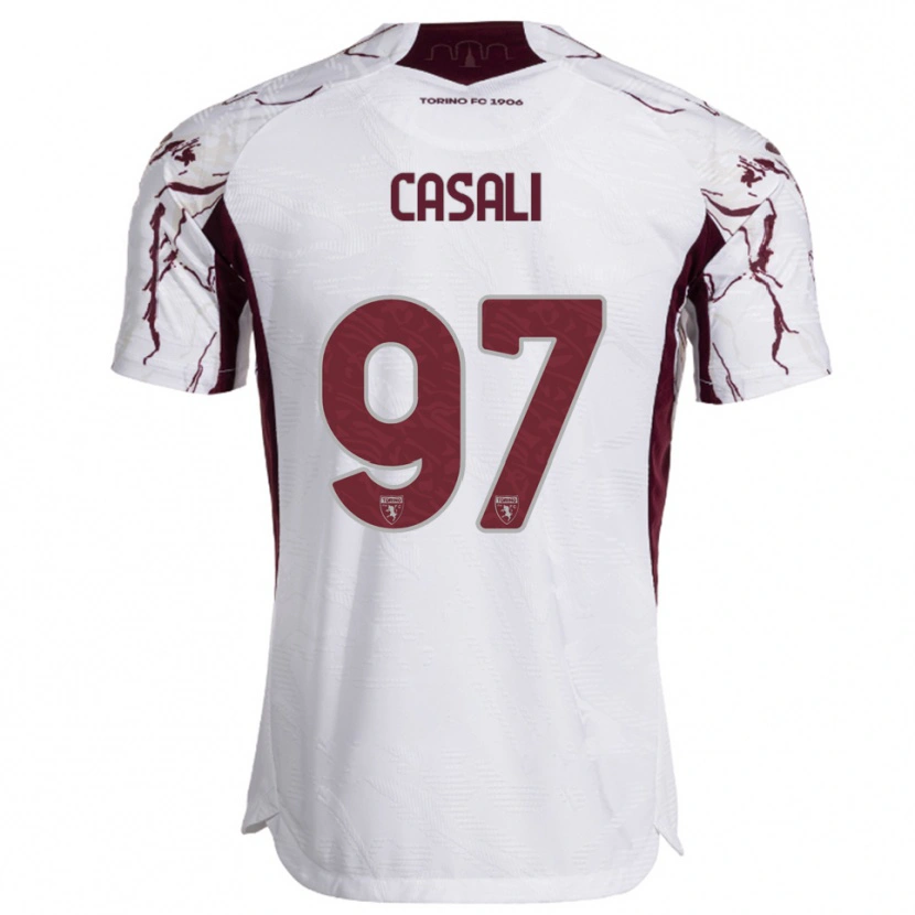 Danxen Barn Michele Casali #97 Vit Vinröd Bortatröja Matchtröjor 2025/26 Tröjor T-Tröja