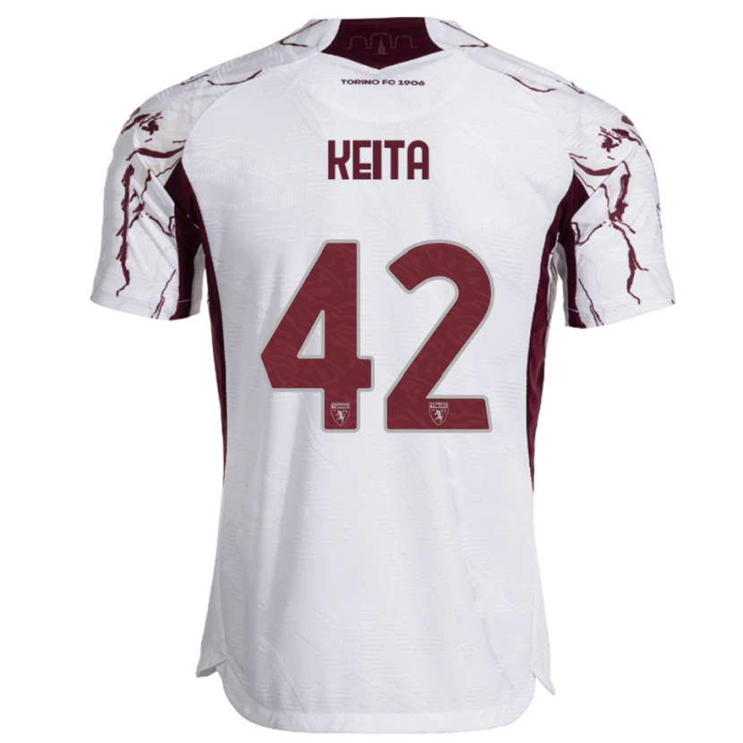 Danxen Barn Karamoko Keita #42 Vit Vinröd Bortatröja Matchtröjor 2025/26 Tröjor T-Tröja