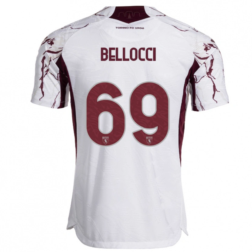 Danxen Barn Andrea Bellocci #69 Vit Vinröd Bortatröja Matchtröjor 2025/26 Tröjor T-Tröja