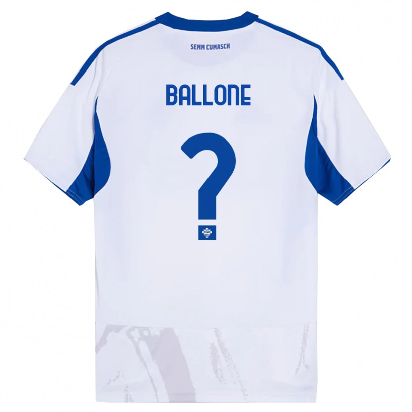 Danxen Barn Andrea Ballone #0 Vit Blå Bortatröja Matchtröjor 2025/26 Tröjor T-Tröja