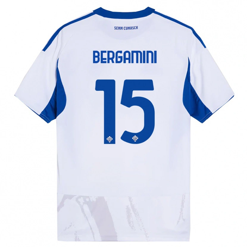 Danxen Barn Mattia Bergamini #15 Vit Blå Bortatröja Matchtröjor 2025/26 Tröjor T-Tröja