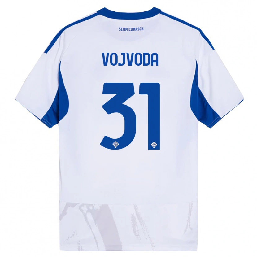 Danxen Barn Mërgim Vojvoda #31 Vit Blå Bortatröja Matchtröjor 2025/26 Tröjor T-Tröja