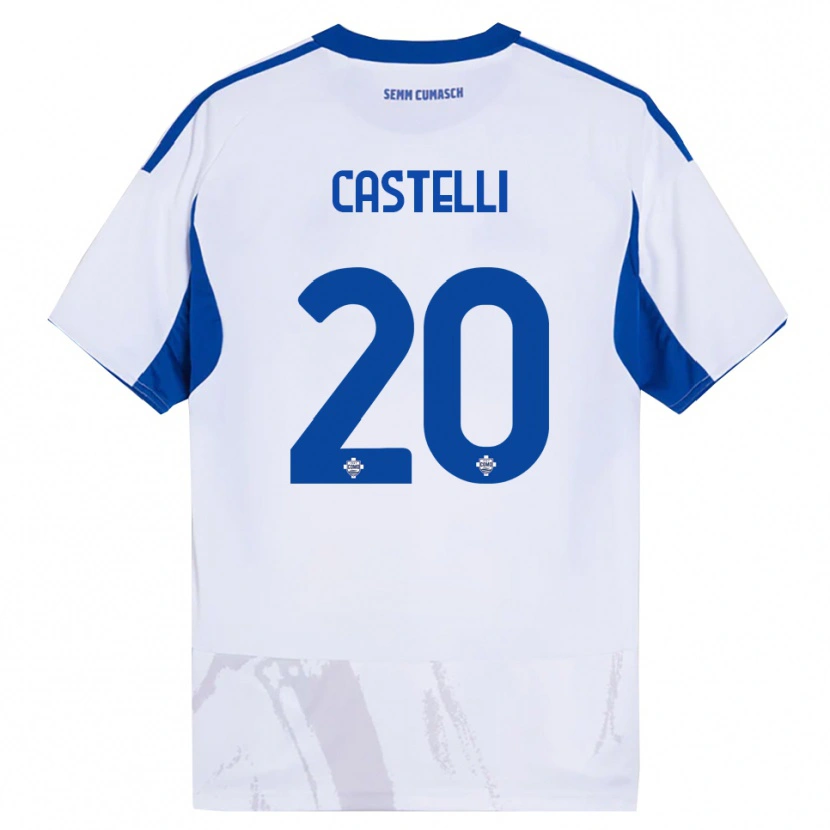 Danxen Barn Matteo Castelli #20 Vit Blå Bortatröja Matchtröjor 2025/26 Tröjor T-Tröja