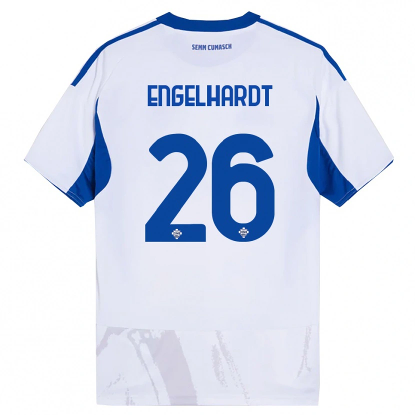 Danxen Barn Yannik Engelhardt #26 Vit Blå Bortatröja Matchtröjor 2025/26 Tröjor T-Tröja
