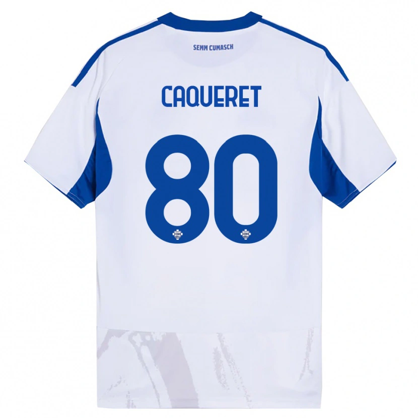 Danxen Barn Maxence Caqueret #80 Vit Blå Bortatröja Matchtröjor 2025/26 Tröjor T-Tröja