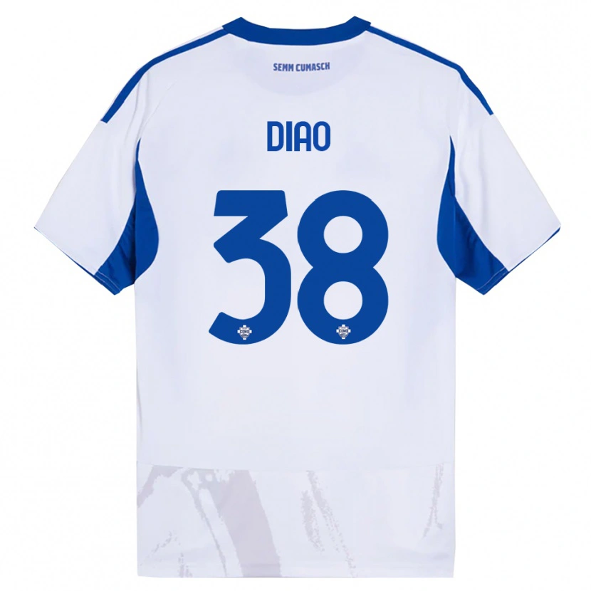 Danxen Barn Assane Diao #38 Vit Blå Bortatröja Matchtröjor 2025/26 Tröjor T-Tröja