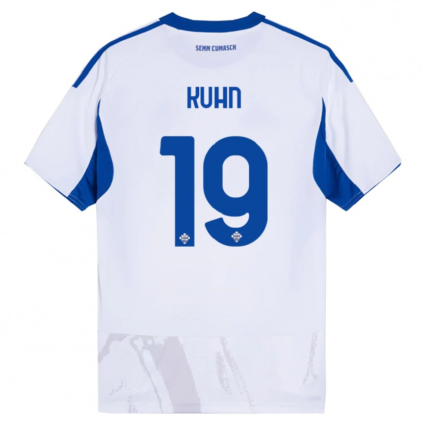 Danxen Barn Nicolas Kühn #19 Vit Blå Bortatröja Matchtröjor 2025/26 Tröjor T-Tröja