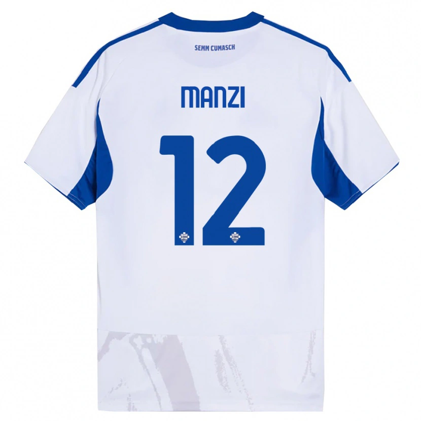 Danxen Barn Federico Manzi #12 Vit Blå Bortatröja Matchtröjor 2025/26 Tröjor T-Tröja