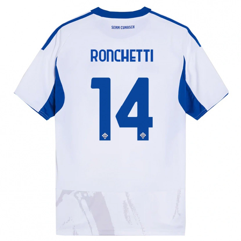 Danxen Barn Fabio Ronchetti #14 Vit Blå Bortatröja Matchtröjor 2025/26 Tröjor T-Tröja