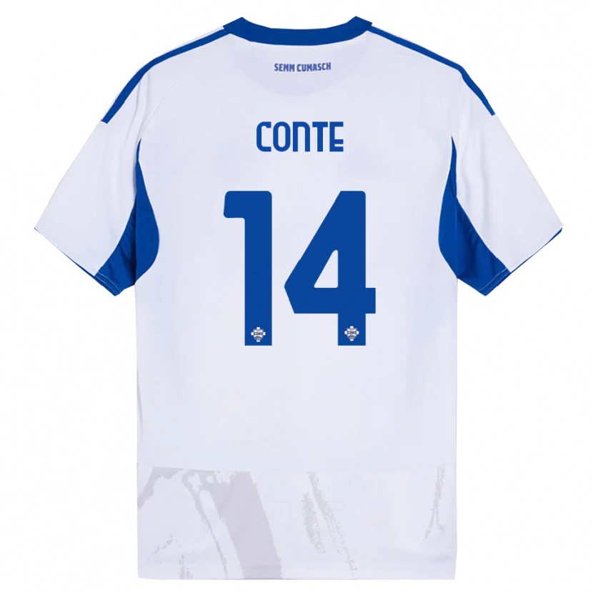 Danxen Barn Federico Conte #14 Vit Blå Bortatröja Matchtröjor 2025/26 Tröjor T-Tröja