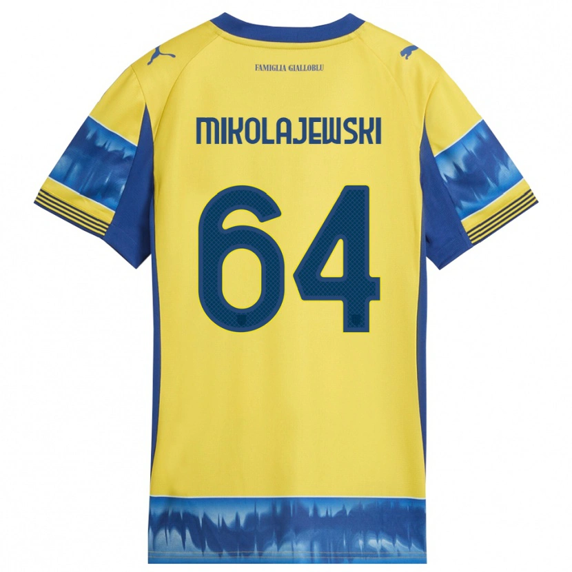 Danxen Barn Daniel Mikolajewski #64 Gul Blå Bortatröja Matchtröjor 2025/26 Tröjor T-Tröja
