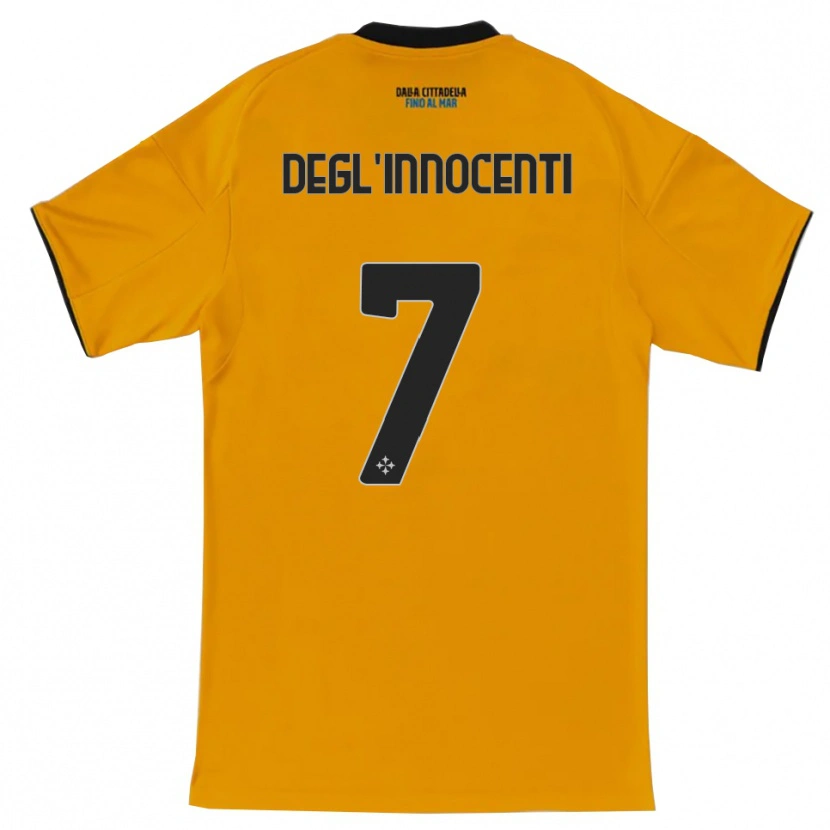 Danxen Barn Tommaso Degl'innocenti #7 Orange Blå Bortatröja Matchtröjor 2025/26 Tröjor T-Tröja
