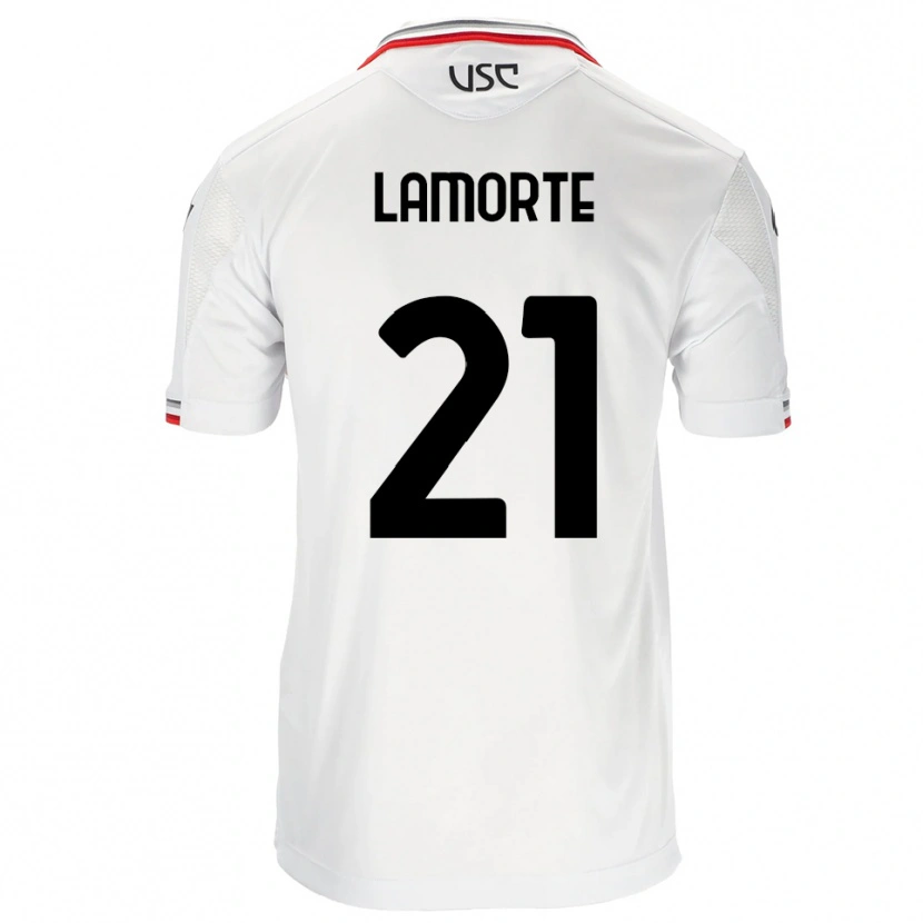 Danxen Barn Alessandro Lamorte #21 Vit Röd Bortatröja Matchtröjor 2025/26 Tröjor T-Tröja