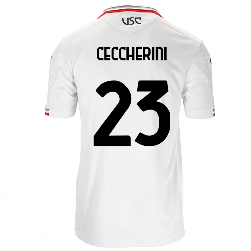 Danxen Barn Federico Ceccherini #23 Vit Röd Bortatröja Matchtröjor 2025/26 Tröjor T-Tröja