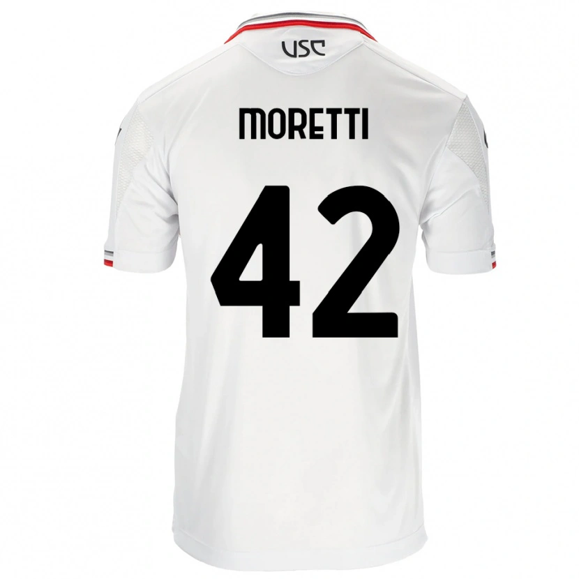 Danxen Barn Lorenzo Moretti #42 Vit Röd Bortatröja Matchtröjor 2025/26 Tröjor T-Tröja