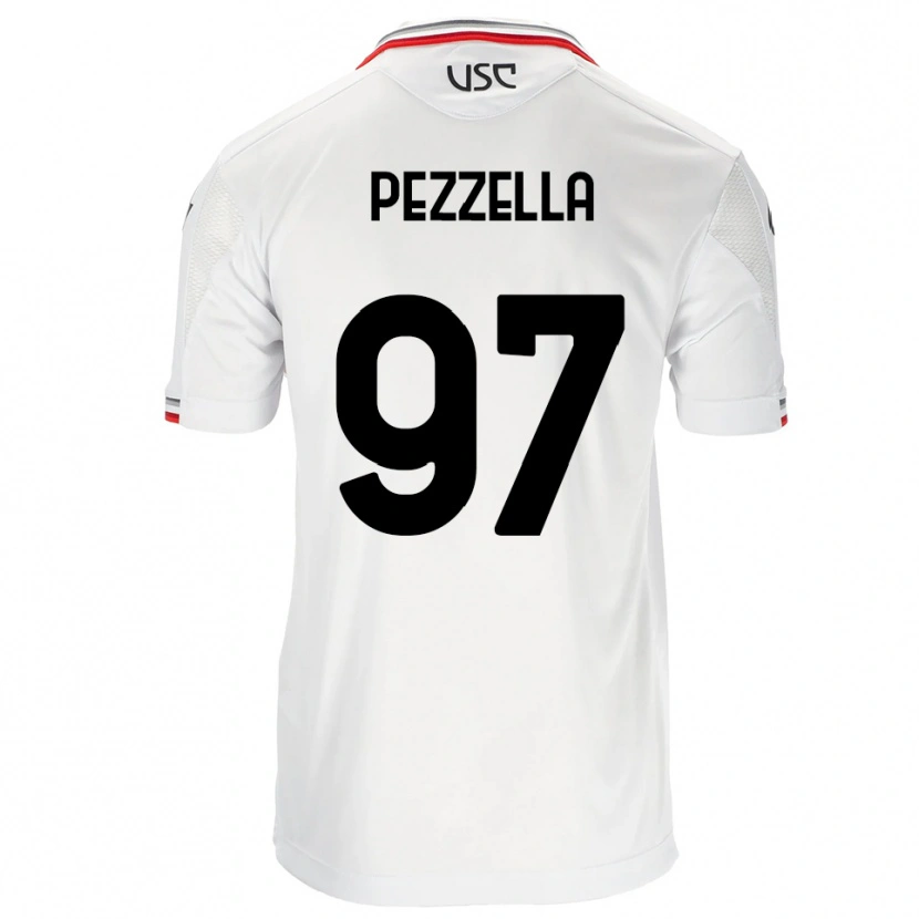 Danxen Barn Giuseppe Pezzella #97 Vit Röd Bortatröja Matchtröjor 2025/26 Tröjor T-Tröja