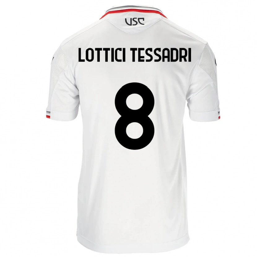 Danxen Barn Simone Lottici Tessadri #8 Vit Röd Bortatröja Matchtröjor 2025/26 Tröjor T-Tröja