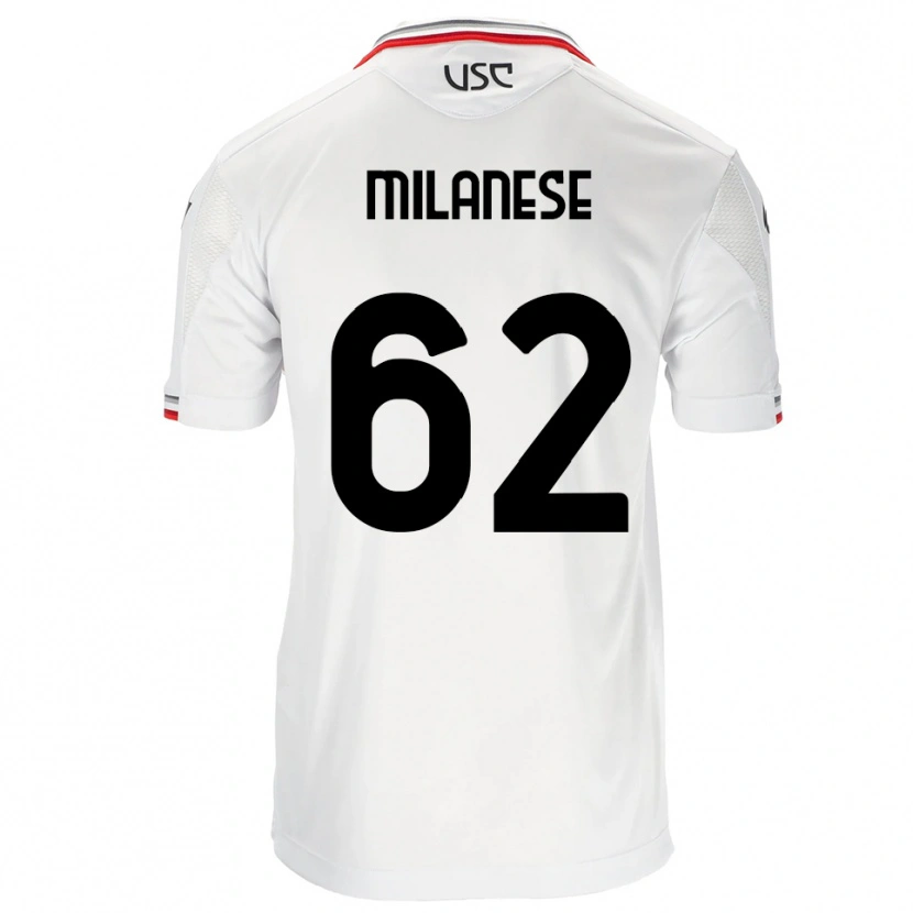 Danxen Barn Tommaso Milanese #62 Vit Röd Bortatröja Matchtröjor 2025/26 Tröjor T-Tröja