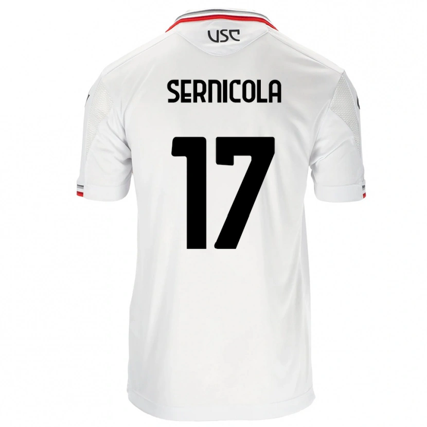 Danxen Barn Leonardo Sernicola #17 Vit Röd Bortatröja Matchtröjor 2025/26 Tröjor T-Tröja