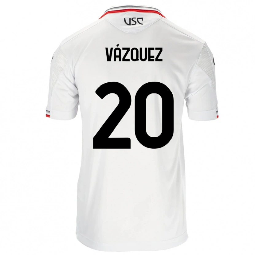 Danxen Barn Franco Vázquez #20 Vit Röd Bortatröja Matchtröjor 2025/26 Tröjor T-Tröja