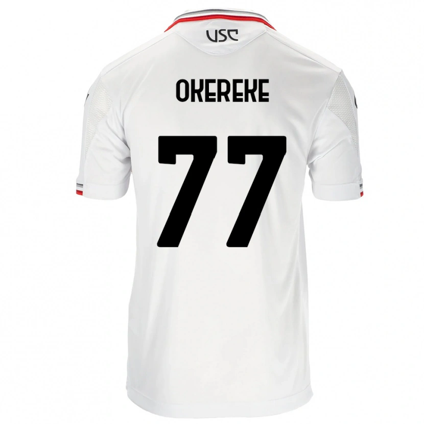 Danxen Barn David Okereke #77 Vit Röd Bortatröja Matchtröjor 2025/26 Tröjor T-Tröja