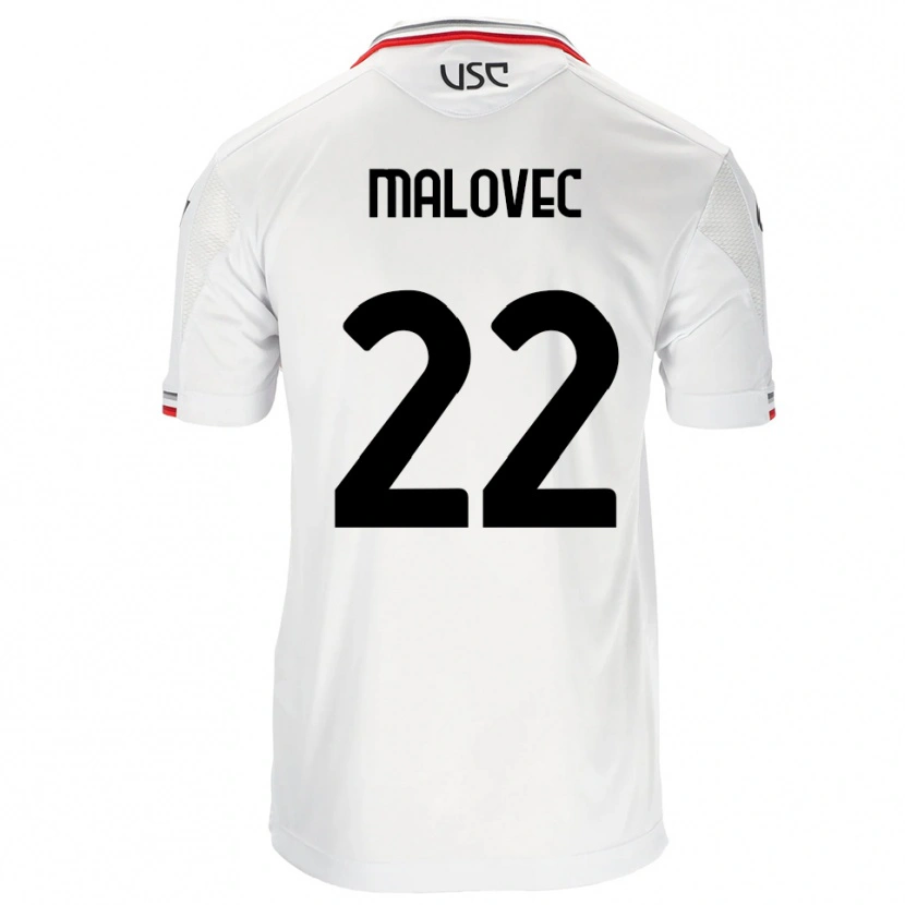 Danxen Barn Adrian Malovec #22 Vit Röd Bortatröja Matchtröjor 2025/26 Tröjor T-Tröja