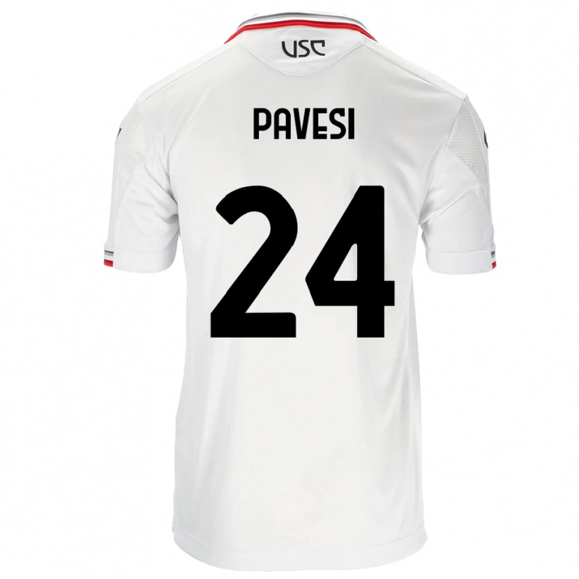 Danxen Barn Davide Pavesi #24 Vit Röd Bortatröja Matchtröjor 2025/26 Tröjor T-Tröja