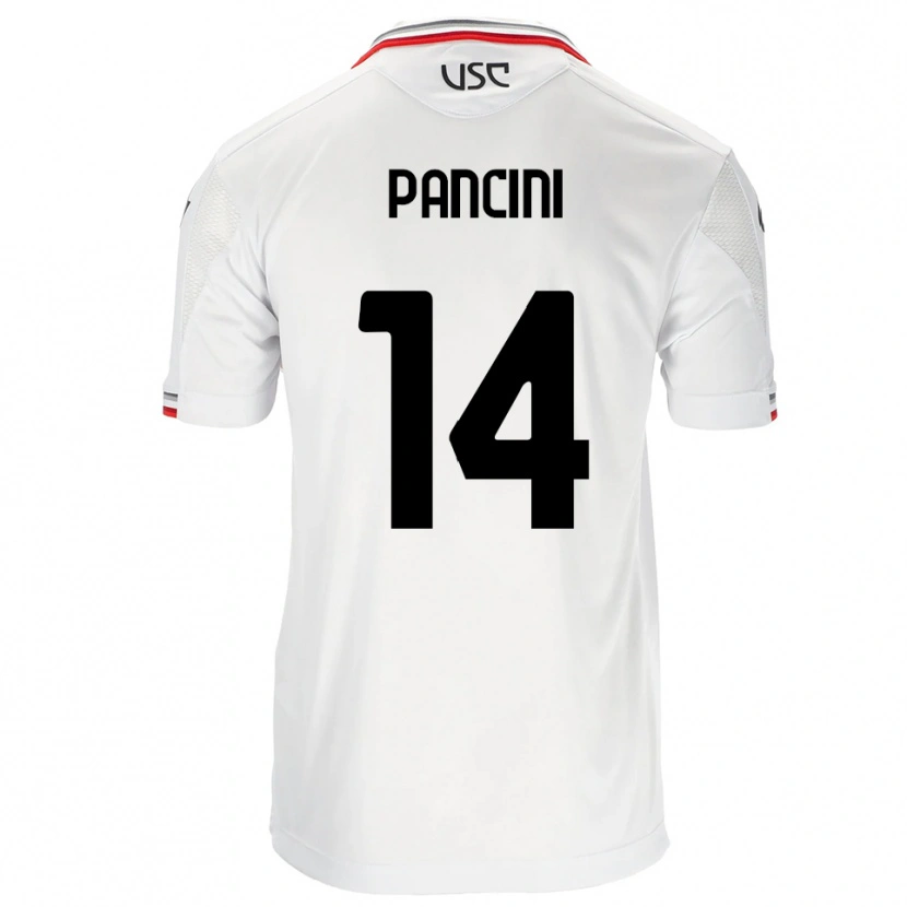 Danxen Barn Alex Pancini #14 Vit Röd Bortatröja Matchtröjor 2025/26 Tröjor T-Tröja