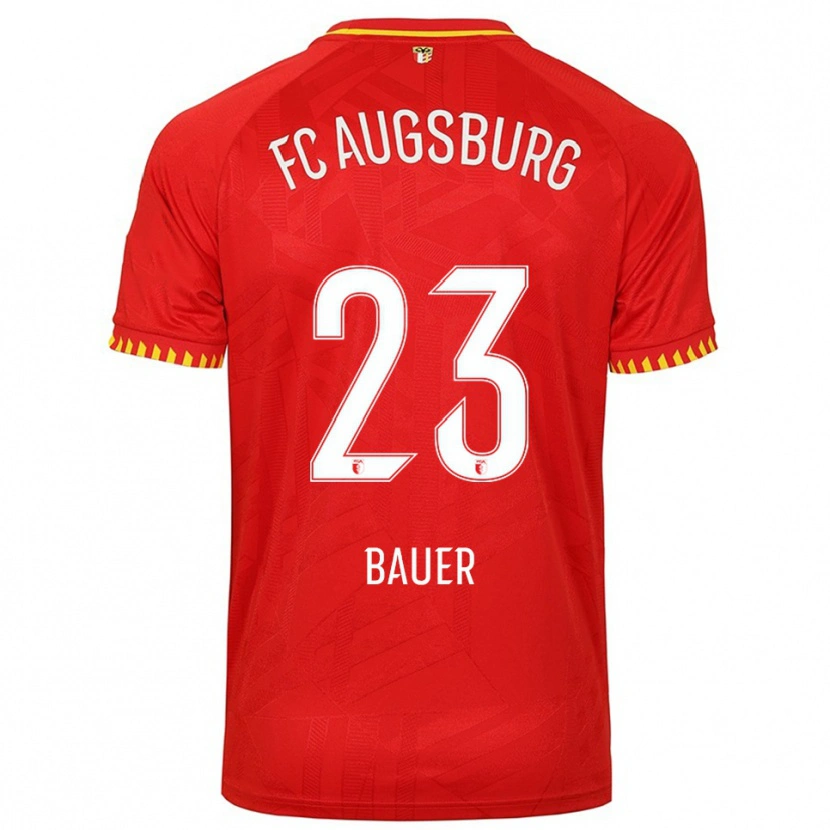 Danxen Barn Maximilian Bauer #23 Röd Gul Bortatröja Matchtröjor 2025/26 Tröjor T-Tröja