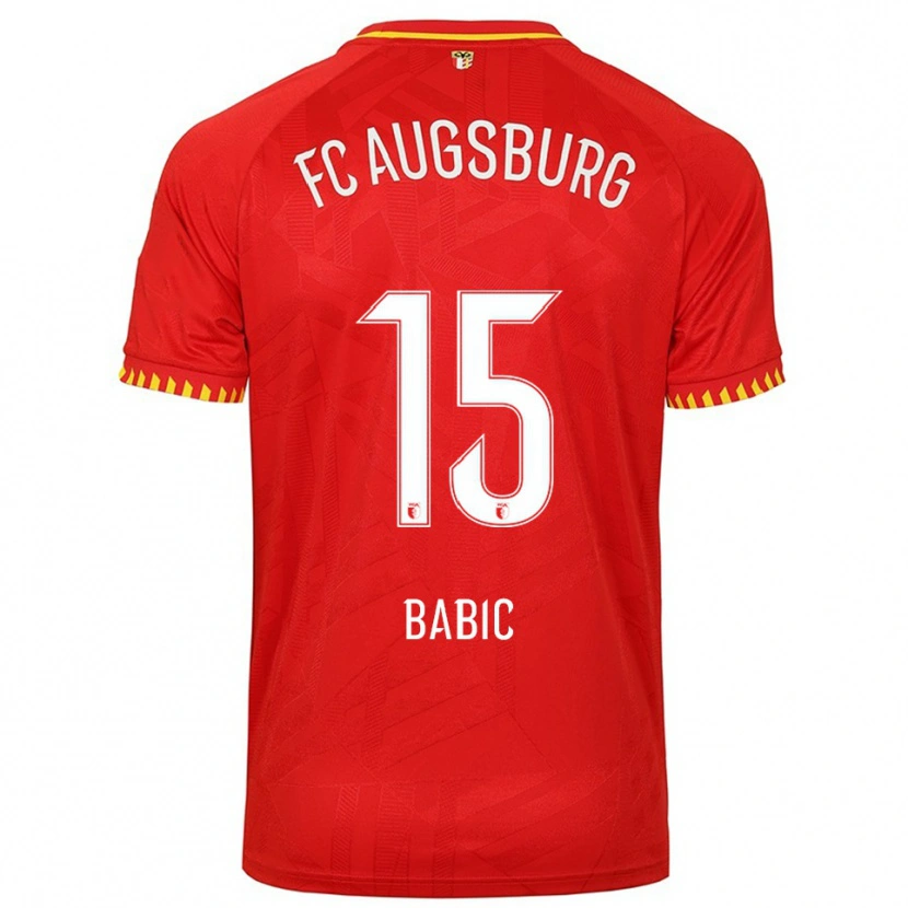Danxen Barn David Babic #15 Röd Gul Bortatröja Matchtröjor 2025/26 Tröjor T-Tröja
