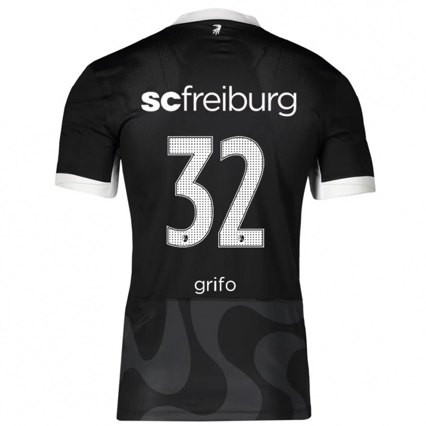 Danxen Barn Vincenzo Grifo #32 Svart Vit Bortatröja Matchtröjor 2025/26 Tröjor T-Tröja