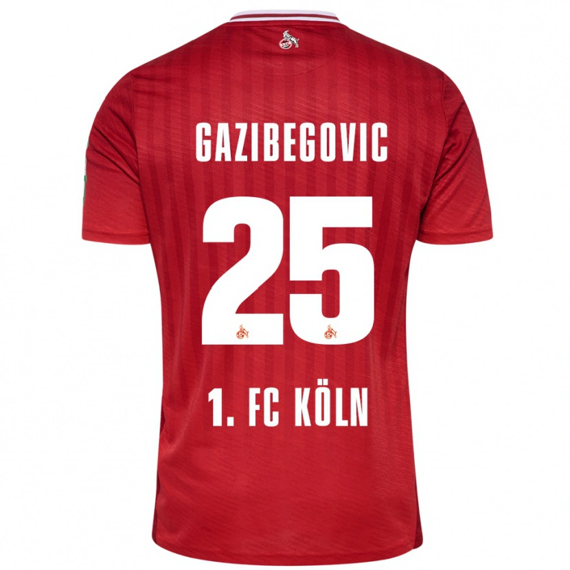 Danxen Barn Jusuf Gazibegovic #25 Röd Vit Bortatröja Matchtröjor 2025/26 Tröjor T-Tröja