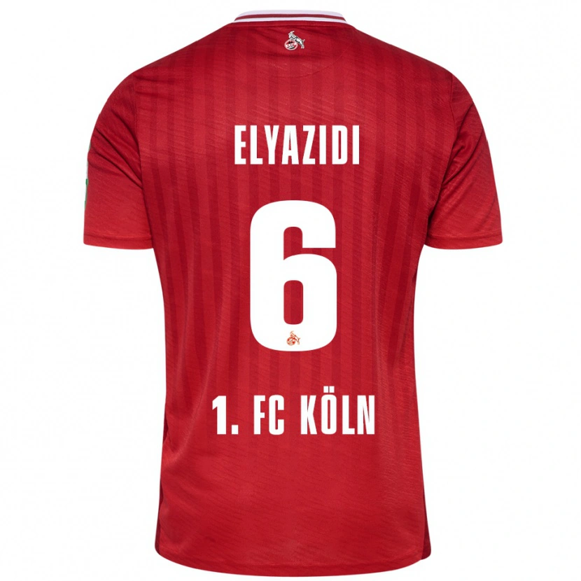 Danxen Barn Ilias Elyazidi #6 Röd Vit Bortatröja Matchtröjor 2025/26 Tröjor T-Tröja