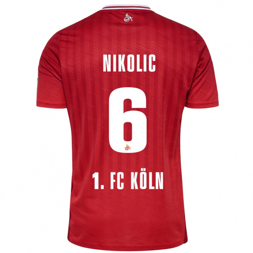 Danxen Barn Milan Nikolic #6 Röd Vit Bortatröja Matchtröjor 2025/26 Tröjor T-Tröja