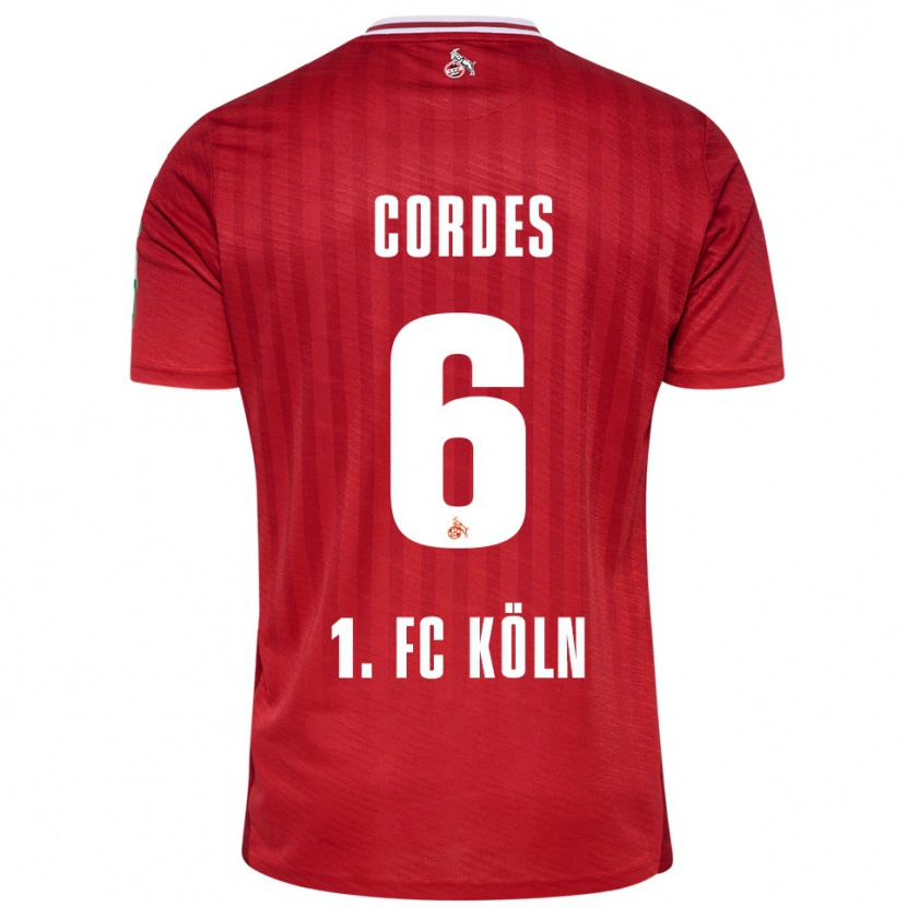 Danxen Barn Lotta Cordes #6 Röd Vit Bortatröja Matchtröjor 2025/26 Tröjor T-Tröja