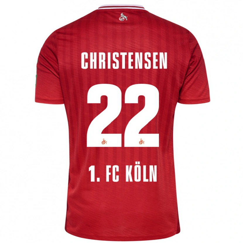 Danxen Barn Jacob Christensen #22 Röd Vit Bortatröja Matchtröjor 2025/26 Tröjor T-Tröja