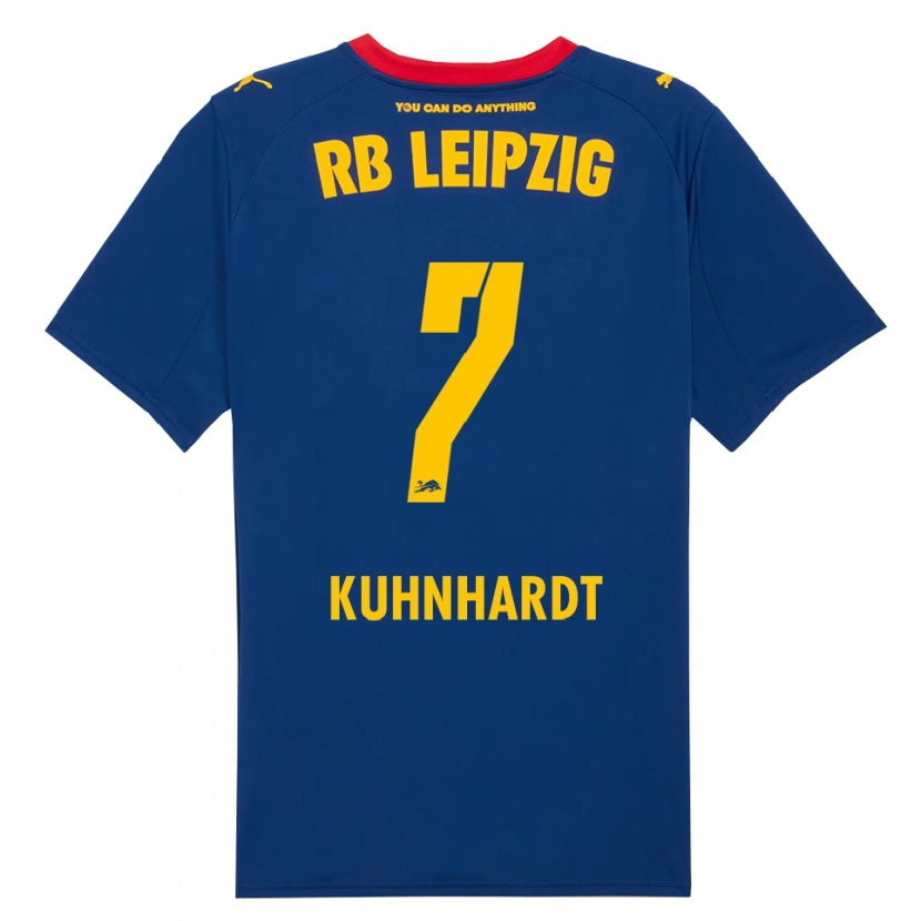 Danxen Barn Paul Kühnhardt #7 Marinblå Röd Bortatröja Matchtröjor 2025/26 Tröjor T-Tröja