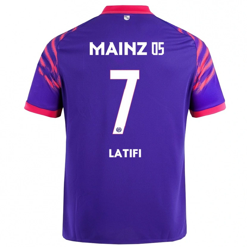 Danxen Barn Artan Latifi #7 Marinblå Rosa Bortatröja Matchtröjor 2025/26 Tröjor T-Tröja