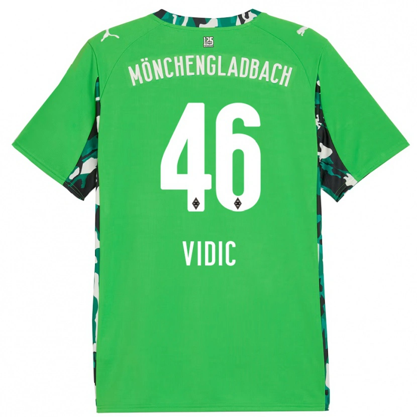 Danxen Barn Nico Vidic #46 Grön Svart Bortatröja Matchtröjor 2025/26 Tröjor T-Tröja