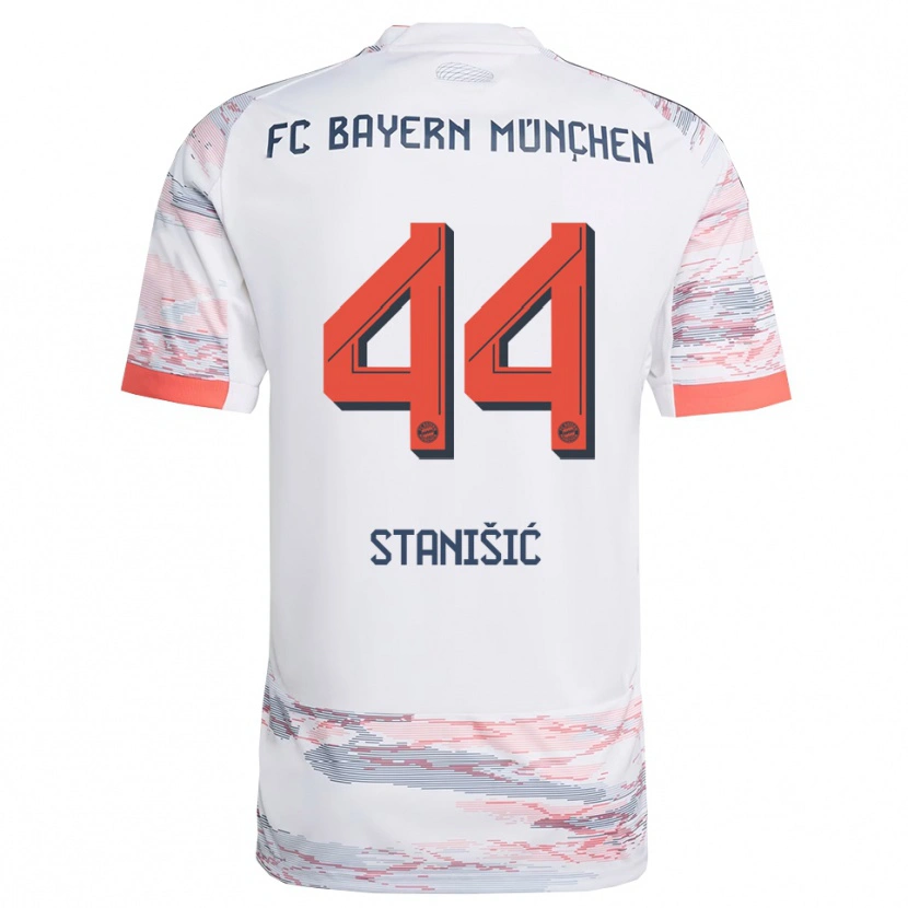 Danxen Barn Josip Stanisic #44 Vit Grå Bortatröja Matchtröjor 2025/26 Tröjor T-Tröja