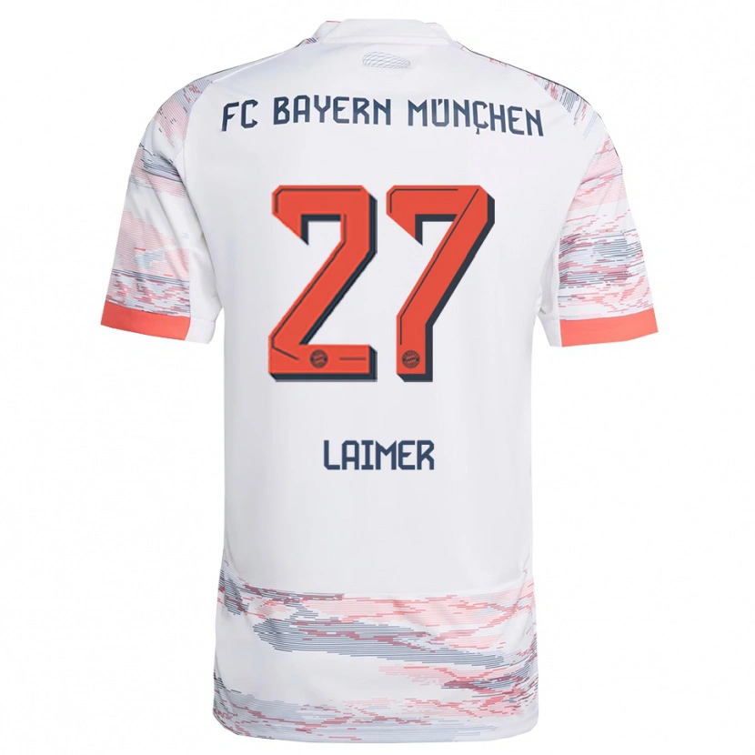 Danxen Barn Konrad Laimer #27 Vit Grå Bortatröja Matchtröjor 2025/26 Tröjor T-Tröja