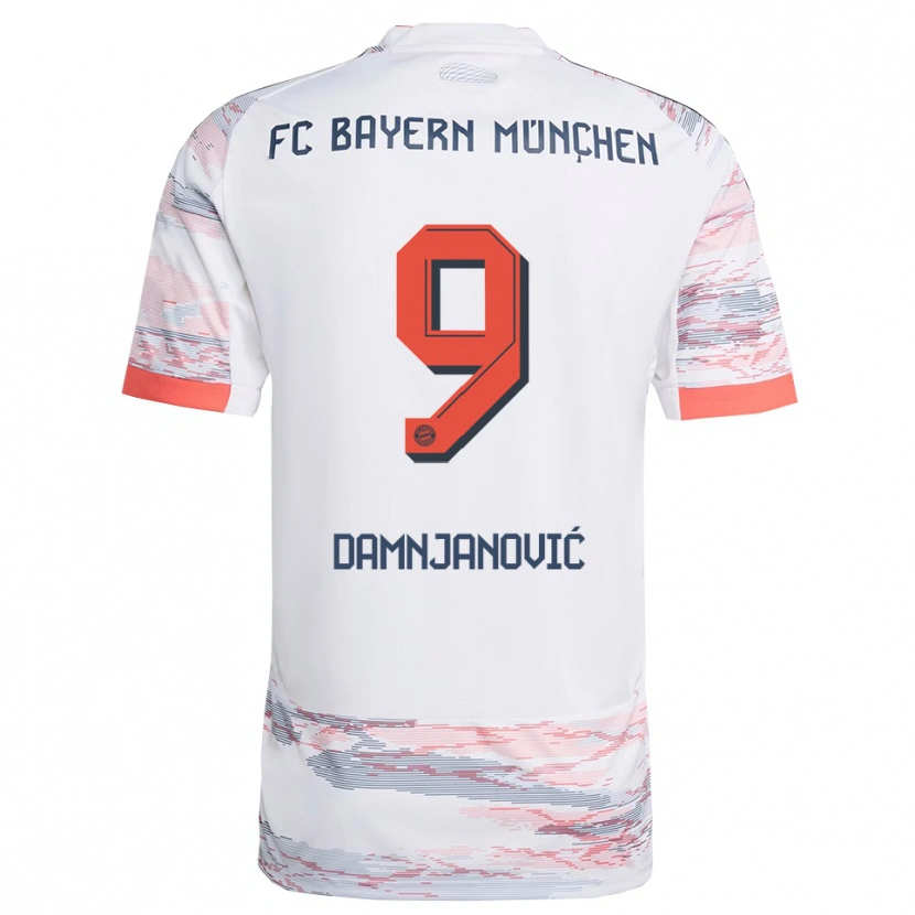 Danxen Barn Jovana Damnjanović #9 Vit Grå Bortatröja Matchtröjor 2025/26 Tröjor T-Tröja