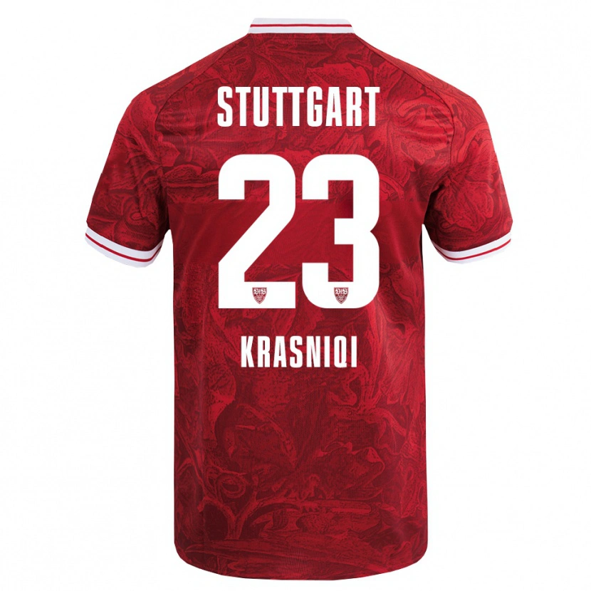 Danxen Barn Elton Krasniqi #23 Röd Svart Bortatröja Matchtröjor 2025/26 Tröjor T-Tröja