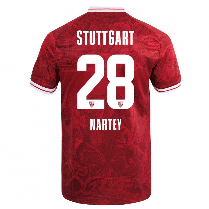 Danxen Barn Nikolas Nartey #28 Röd Svart Bortatröja Matchtröjor 2025/26 Tröjor T-Tröja