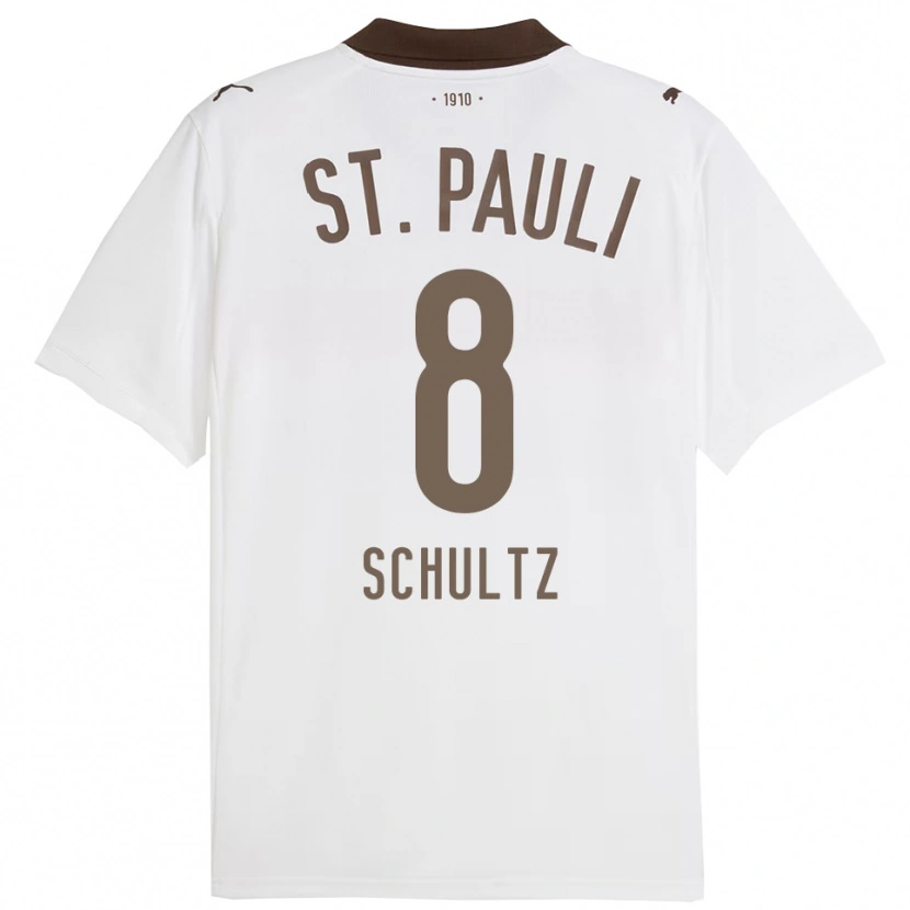 Danxen Barn Paul Schultz #8 Vit Röd Bortatröja Matchtröjor 2025/26 Tröjor T-Tröja