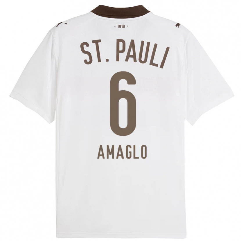 Danxen Barn Aron Amaglo #6 Vit Röd Bortatröja Matchtröjor 2025/26 Tröjor T-Tröja