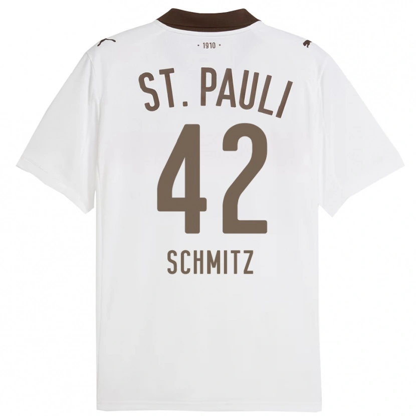 Danxen Barn Marwin Schmitz #42 Vit Röd Bortatröja Matchtröjor 2025/26 Tröjor T-Tröja