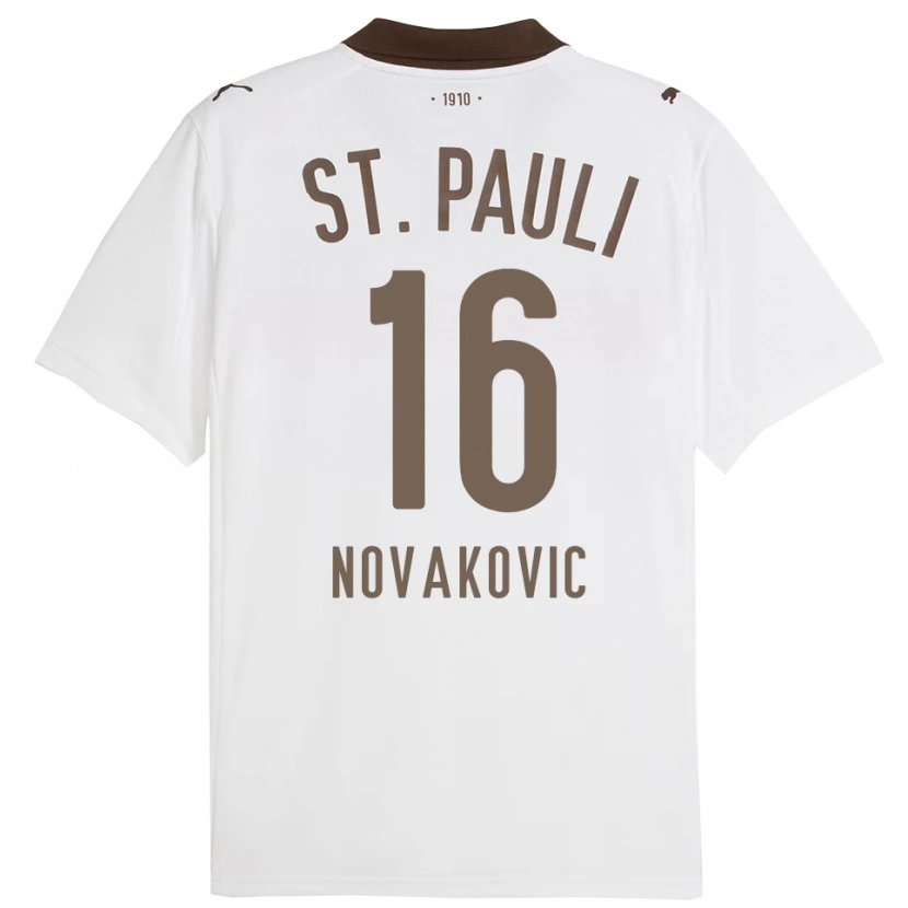 Danxen Barn Milivoje Novakovic #16 Vit Röd Bortatröja Matchtröjor 2025/26 Tröjor T-Tröja
