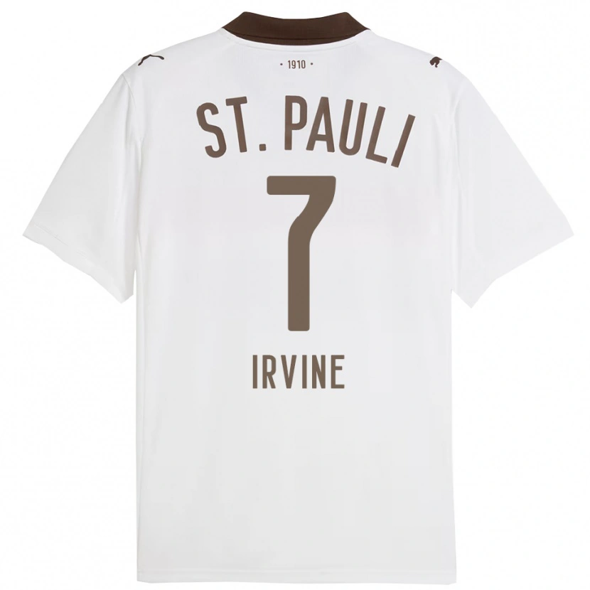 Danxen Barn Jackson Irvine #7 Vit Röd Bortatröja Matchtröjor 2025/26 Tröjor T-Tröja