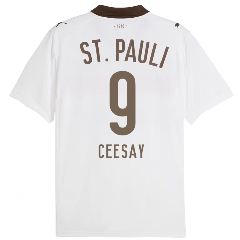 Danxen Barn Abdoulie Ceesay #9 Vit Röd Bortatröja Matchtröjor 2025/26 Tröjor T-Tröja